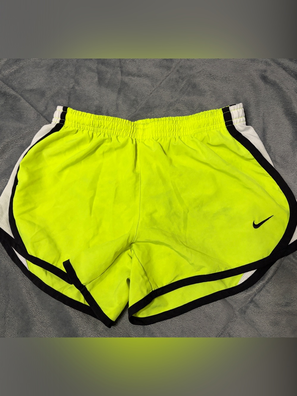 Nike Men’s Neon Yellow Athletic Running Shorts with Black Trim